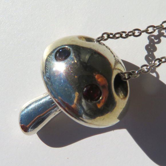 Elizabeth And James Large Mushroom Pendant On Chain Sterling Silver CZ - Picture 4 of 16